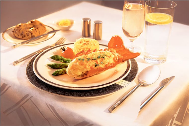 Among the main courses on offer in Singapore Airlines' first- and business-class cabins is lobster thermidor.